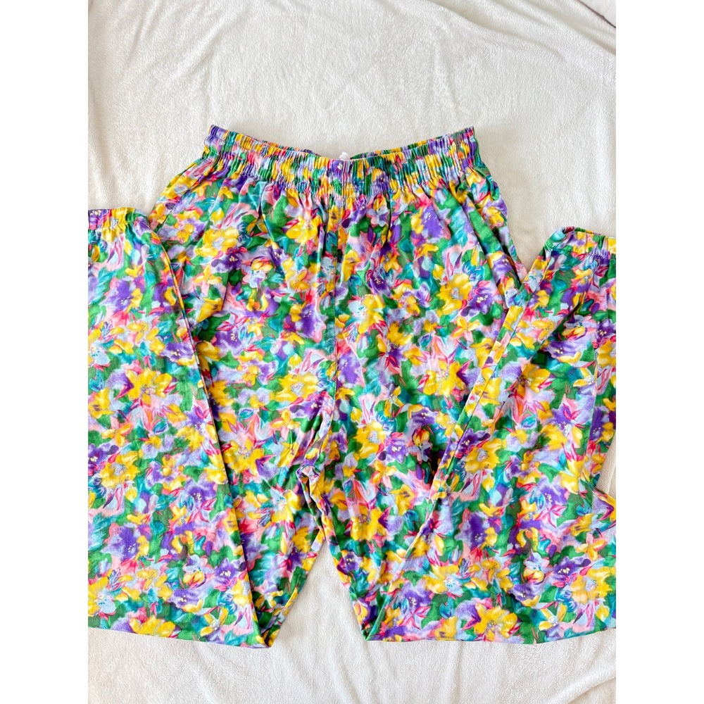 Flower Pattern 100% Cotton Print Joggers - Handmade USA‎ - Hippie Festival Harem